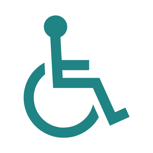 Wheelchair icon, teal colour, transparent background
